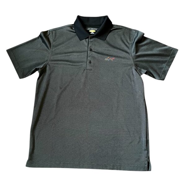 Men's Black Greg Norman Moisture-Wicking Classic Pique Shark Polo Shirt, M/M - Picture 1 of 10